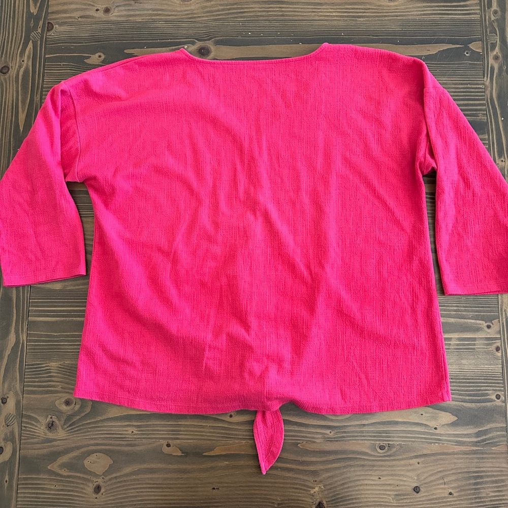 Women’s Talbots Pink Long Sleeve V-Neck Tie Front Top Size XL - Picture 5 of 8